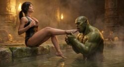 1female 1girls 1orc 2026 ai_generated animated brown_hair feet feet_fetish feet_focus female female_human/male_orc fetish foot_fetish foot_focus foot_lick foot_worship healing interspecies lara_croft lara_croft_(survivor) leshay7 licking licking_leg licking_thigh moaning moaning_in_pleasure moans monster monster_on_female muddy orc orc_male orc_on_human passionate realistic sound tagme tank_top temple thick_ass thick_thighs thighs thong tomb_raider tomb_raider_(survivor) video video_games