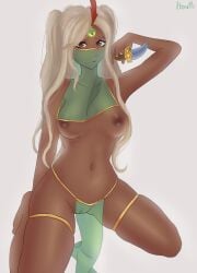 1girls blonde_hair boobs brawl_stars clothing dagger dark_skin female female_only houtfi long_hair looking_at_viewer pussy tara_(brawl_stars) tempest_tara_(brawl_stars)