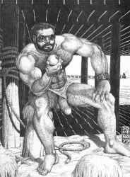 domino_(donald_merrick) monochrome traditional_media gay yaoi original archived_source muscular lowres male male_only dated 1979