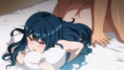1boy 1girls animated animated_gif anime_screenshot ass bed blue_hair blush bunnywalker completely_nude fat_male fat_man female half-closed_eyes hand_on_another's_hip hetero hugging_object infirmary long_hair lying male mind_control nozaki_yuu nude on_bed on_stomach open_mouth petite pillow pillow_hug pillow_princess pink_eyes prone_bone saimin_seishidou school_infirmary sex sex_from_behind shiny_skin sweat t-rex_(animation_studio) tagme tanaka_hajime_(saimin_seishidou) thighs ugly_bastard vaginal very_long_hair virgin