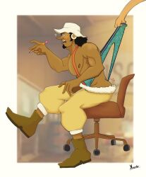dibujosdenocte one_piece usopp dark-skinned_male bullying pulling_underwear dressed big_nose bara barazoku bara_tits male_only bara_tiddies 1boy male male_focus manly masculine_male gay yaoi solo solo_focus solo_male muscular muscular_male muscles hunk bigger_male larger_male african_male