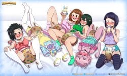 6girls abdl adult_baby ashido_mina asui_tsuyu baby_clothes creati diaper diaper_fetish earphone_jack female female_only froppy girls_only group infantilism invisible_girl_(mha) jirou_kyouka kuma-dasai kyoka_jiro messy_diaper mina_ashido momo_yaoyorozu my_hero_academia ochaco_uraraka ochako_uraraka pacifier pinky scat sippy_cup soiling soiling_diaper tsuyu_asui uravity yaoyorozu_momo
