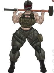 battlefield_(series) big_breasts body_armor cleavage female female_only helmet helmet_with_visor huge_breasts juicy_breasts muscular muscular_female sledgehammer tactical_gear wide_hips wide_thighs