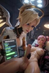 2026 2girls 3d abs ai_generated aistuffo athletic bed big_breasts blonde_female blonde_hair blue_eyes blush breasts breasts_out cleavage cleavage_cutout clothed d.va dickgirl doctor face_markings female female_doctor futa_with_female futanari gloves halo headgear headwear health_issues holding holding_penis looking_at_penis lying lying_on_back makeup mercy naked nipples nude overwatch penis pink_hair shiny_skin smooth_skin tablet uncensored uncensored_penis wings