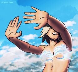 turbo2tunkk invisible_woman sue_storm marvel marvel_comics hands_casting_shadow blonde_hair blonde_female fantastic_four breasts invisible invisible_breasts using_powers powers sky belly_button nude nude_female no_visible_nipples