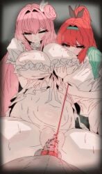 1boy 2girls animated assisted_sex bikini bisexual_female breasts commentary_request dayday_(day_1day) dorothy_(nikke) dorothy_(serendipity)_(nikke) ffm_threesome frilled_bikini frills goddess_of_victory:_nikke grabbing_another's_breast groping group_sex highres inverted_nipples large_breasts leash_on_penis long_hair multiple_girls official_alternate_costume official_alternate_hairstyle penis pink_hair pov pussy rapi_(nikke) rapi_(red_hood)_(nikke) rapi_(red_hood)_(red_flavor)_(nikke) red_hair sex sidelocks spread_legs swimsuit tagme threesome ugoira vaginal_penetration very_long_hair video