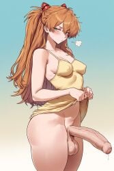 1futa ai_generated ass asuka_langley_sohryu bare_shoulders blue_eyes blush bottomless breasts clothes_lift collarbone covered_nipples curvy dress dress_lift erect_penis erection foreskin full-package_futa futa_only futanari gradient_background hi_res highres hips huge_penis imminent_fellatio imminent_oral interface_headset large_penis lifted_by_self long_hair looking_at_viewer medium_breasts neon_genesis_evangelion no_panties orange_hair pent_up phimosis precum presenting quaternionic shiny_skin solo spaghetti_strap sundress testicles thick_thighs throbbing_penis tsundere two_side_up veiny_penis wide_hips yellow_dress