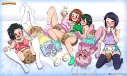 6girls abdl adult_baby ashido_mina asui_tsuyu baby_clothes creati diaper diaper_fetish earphone_jack female female_only froppy girls_only group infantilism invisible_girl_(mha) jirou_kyouka kuma-dasai kyoka_jiro messy_diaper mina_ashido momo_yaoyorozu my_hero_academia ochaco_uraraka ochako_uraraka pacifier pinky scat sippy_cup soiling soiling_diaper tsuyu_asui uravity yaoyorozu_momo