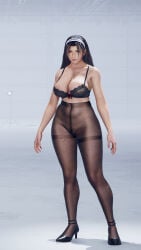 1girls 3d asian asian_female black_bra black_hair bra female female_only fit fit_female high_heels japanese_female jun_kazama milf mommy mother pantyhose posing solo tekken tekken_8 thick_thighs white_headband