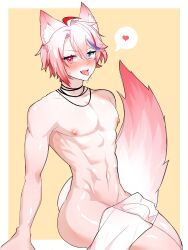 char: deca cunibunny twink inviting steam bathing_together pink_hair pink pink_nipples toned_male wolf_ears wolf_tail wolf_boy vtuber vtuber_persona heart_symbol blue_strand_of_hair collarbone collar femboy 1boy 1twink sticking_out_tongue ass huge_ass dick simple_background ahoge