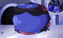 mad_n_evil female furry inflation blueberry_inflation breasts big_breasts huge_breasts thick_thighs wide_hips tagme hyper_breasts cleavage