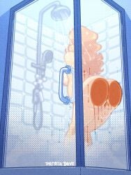 against_glass barefoot big_ass big_breasts blue_background breasts bubble_butt comic comic_strip completely_nude dithered_background exhibitionism exposed_ass exposed_nipples exposed_pussy feet female female_only from_below from_inside gradient_background hand_on_glass happy head_back highres indoors inviting_to_fuck inviting_to_shower keyla_(patatadave) large_breasts medium_breasts multiple_girls navel nipples nude oc oral orange_body patata_dave pelvic_lines pussy secretly_loves_it sequential_set shared_bathing shower shower_(place) showering soles solo startled steam steaming_body turquoise_background variant_set water window window_curtains window_light windows
