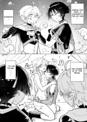 2boys aether_(genshin_impact) blush blush_lines clothed clothed_sex gay gay_domination gay_sex genshin_impact looking_at_another male/male male_penetrating male_penetrating_male meme_reference riding riding_cock riding_penis scaramouche_(genshin_impact) submissive_male teasing wanderer_(genshin_impact) yagisanshi