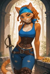 ai_generated big_breasts cat drunken_tales estefy_(drunken_tales) feline lord_sarloc pirate pukijr