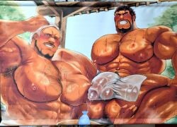2boys abs anus_hair armpit_hair armpits arms_up ass_hair bald balls balls_under_clothes bara beard beefy biceps big_areola big_bulge big_nipples big_penis blush breasts breasts_bigger_than_head broad_shoulders brown_hair bulge bulge_through_clothing chest_hair daddy dilf duo erect_nipples flaccid gay genital_outline glans grin half-erect happy_trail hi_res hotsprings huge_breasts huge_cock hunk inviting leg_hair male male/male male_breasts male_only manly mature_male merchandise moobs morning muscles muscular muscular_arms muscular_ass muscular_legs muscular_male muscular_thighs onsen oppai original original_character outdoors pecs penis penis_bigger_than_head practically_nude pubic_hair quadriceps sake_bottle see-through short_hair sitting sitting_in_water six_pack spread_legs teenagefanclub thick thick_arms thick_legs thick_penis thick_thighs topless tough_guy towel towel_around_waist towel_on_head towel_only translucent_clothing wet wet_body yaoi