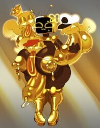 2026 absurd_res balls between_breasts big_balls big_breasts big_penis biped bodily_fluids boo_(mario) breasts brown_body brown_skin butt closed_smile clothing cofficremer empty_eyes female for_a_head genitals glans gold_penis group half-closed_eyes hat headgear headwear hi_res huge_balls huge_penis humanoid humanoid_genitalia humanoid_penis looking_at_another male male/female mario_bros mocha_(cofficremer) mouth_closed narrowed_eyes nintendo nipple_piercing nipples object_head penis piercing screen screen_face screen_head smile spirit standing tongue tongue_out yellow_body