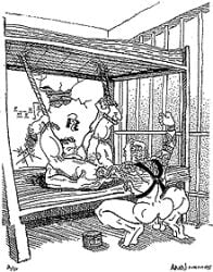 2boys anos_nemos_(david_martin) ass balls bunk_bed erection fisting foreskin gay lowres male male_only monochrome original penis prison_cell prisoner squatting tied_legs traditional_media uncircumcised yaoi