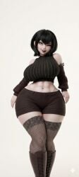hotel_transylvania mavis_dracula artist_request 3d ai_generated ai_assisted gemini black_hair big_breasts leotard looking_at_viewer