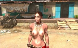 1boy1girl 1girls 2011 3d 3d_(artwork) african african_female big_breasts breasts capcom dark-skinned_female dark_skin deviantart female female_focus female_only medium_tits mod necklace nipples nude_mod public_topless resident_evil sheva_alomar solo_focus tkone topless topless_female