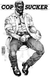 1981 archived_source dated domino_(donald_merrick) gay male male_only monochrome muscular original traditional_media yaoi