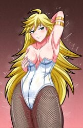 1girls blonde_hair bunnysuit female female_only fishnets fuzzlogik light-skinned_female light_skin panty_&_stocking_with_garterbelt panty_anarchy solo