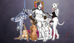 anal_beads anal_beads_tail anthro anthro_only arms_behind_back bi_domination bisexual bite_mark bondage borzoi bottomless breasts bull_terrier canine collar corset cunnilingus female femdom femsub german_shepherd gloves great_dane group_sex jambalayathepit kneeling kylic leash leash_pull lezdom lipstick_mark maledom multiple_girls multiple_subs nipple_piercing nipple_rings nose_ring nude okra_(jambalayathepit) orgy pitbull pussy pussy_juice rope roux_(jambalayathepit) sex sex_toy spitroast staffordshire straight suspension throne vaginal_penetration whip yoyo_(jambalayathepit) yuri