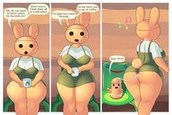 2021 aerth anal anal_sex animal_crossing anthro anus ass big_butt breasts clothed clothing coco_(animal_crossing) dildo_reveal dildo_sitting english_text female froggy_chair gaping gaping_anus gyroid hi_res lagomorph leporid mammal nintendo no_underwear penetration rabbit sex_toy speech_bubble text thick_thighs video_games wide_hips