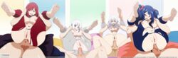 4boys 4girls anal barefoot blue_hair blush breasts erza_knightwalker fairy_tail feet full_nelson inusen lisanna_strauss mirajane_strauss multiple_boys multiple_girls nipples open_mouth orgy pussy quadruple_full_nelson red_hair siblings sisters smile soles toes torn_clothes wendy_marvell