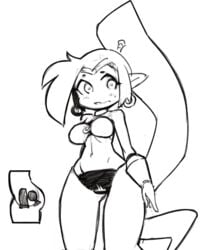 borvar breasts buttplug buttplug_under_panties dildo dildo_under_panties double_insertion female female_focus female_only hoop_earrings medium_breasts monochrome panties pointy_ears rough_sketch shantae shantae_(character) smooth_skin very_long_hair wayforward x-ray