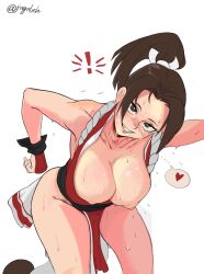 1girls blush breasts_out brown_hair female female_focus female_only jagalxh king_of_fighters large_breasts looking_at_viewer mai_shiranui pale-skinned_female pale_skin