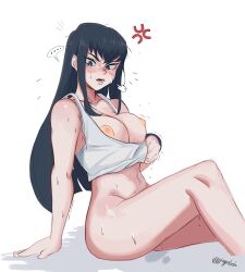 ... 1girls absurd_res anger_vein artist_signature blush female female_focus female_only functionally_nude hi_res jagalxh kill_la_kill kiryuuin_satsuki large_breasts looking_at_viewer navel nipples pale-skinned_female pale_skin simple_background sweat sweating topwear_only