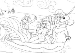 2018 abs alcohol anthro anthrofied applejack_(mlp) barely_visible_genitalia barrel beach beverage blush breasts cellphone cider discord_(mlp) draconequus dutch_angle earth_pony equine female fluttershy_(mlp) friendship_is_magic group holding_object holding_phone horn horse inflatable kneeling looking_back mammal monochrome muscular muscular_female my_little_pony navel nipples nude open_mouth outside partially_submerged pegasus phone pony pussy rarity_(mlp) seaside selfie straight_hair subtle_pussy unicorn water wings yawg