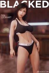 1girls 3d big_breasts blacked blacked_clothing derpderp female female_only final_fantasy final_fantasy_vii final_fantasy_vii_remake large_breasts light-skinned_female light_skin looking_at_viewer pale_skin red_eyes solo sports_bra tifa_lockhart underwear underwear_only