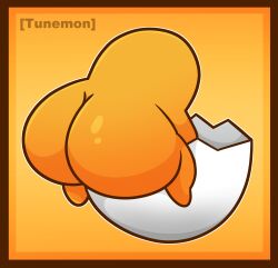 ._. ambiguous_gender big_ass egg gudetama gudetama_(character) nippleless orange_body orange_skin sanrio tunemon