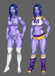 1girls blizzard_entertainment blue_hair blue_skin female night_elf shandris_feathermoon solo warcraft world_of_warcraft