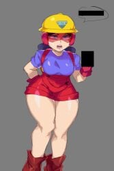 big_breasts brawl_stars jacky_(brawl_stars) red-tinted_eyewear thick_thighs tinted_eyewear