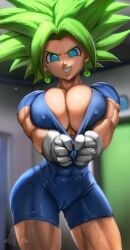 1girls abs big_breasts breasts cameltoe dragon_ball dragon_ball_super elitenappa female female_only female_saiyan fusion green_hair jumpsuit kefla legendary_super_saiyan looking_at_viewer looking_down navel saiyan smiling smiling_at_viewer solo solo_female solo_focus super_saiyan super_saiyan_2 tight_clothes tight_clothing tight_fit tight_jumpsuit tight_pussy tights universe_6/universe_7