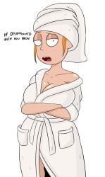 1girls ass bathrobe big_ass big_breasts big_thighs breasts bust busty chest curvaceous curvy curvy_figure digital_media_(artwork) female female_focus female_only hips hourglass_figure huge_ass huge_breasts human large_breasts legs light-skinned_female light_skin rick_and_morty robe slim_waist spakka5 summer_smith talking_to_viewer thick thick_hips thick_legs thick_thighs thighs towel towel_on_head voluptuous voluptuous_female waist wide_hips wide_thighs