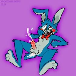 absurd_res anthro bodily_fluids cum cum_in_ass cum_inside cumshot ejaculation five_nights_at_freddy's five_nights_at_freddy's_2 genital_fluids hands-free hi_res lagomorph leporid male male/male mammal rabbit scottgames solo solo_focus toy_bonnie_(fnaf) wet wickedwhiskerz