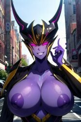 ai_generated airachnid big_breasts big_nipples huge_breasts purple_body robot_girl roger1011 thick_thighs transformers transformers_prime