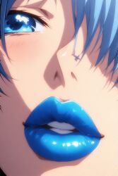 ai_generated blue_lips blue_lipstick lips lipstick mouth mouth_fetish re:zero_kara_hajimeru_isekai_seikatsu rem_(re:zero)