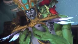 1boy 1girls 3d ambrosine92 blizzard_entertainment groping groping_breasts princess_talanji tagme troll troll_(warcraft) troll_female video warcraft world_of_warcraft zandalari_troll