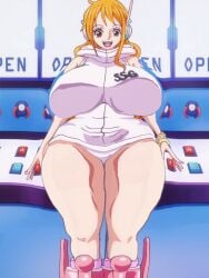 artist_request belly edit egghead enormous_breasts enormous_thighs fat fat_ass fat_belly fat_thighs fat_woman female female_only huge_breasts nami one_piece one_piece:_egghead_arc orange_hair overweight panties post-timeskip thick thick_hips thick_legs thick_thighs wide_hips