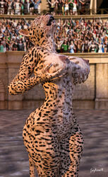 3d anthro arena bukkake colosseum cum daz3d feline gladiator gladiatrix isisazza leopard mammal snow_leopard