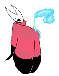 blue_cum blue_penis bug cum cum_on_body cum_on_breasts h0t_melon hollow_knight hornet hornet_(hollow_knight) nervous penis sweat thick_ass thick_thighs