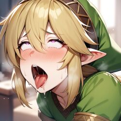 ahe_gao ai_generated artist_request blonde_hair elf_ears elf_hat femboy link looking_pleasured looking_up no_genitals no_visible_balls no_visible_genitalia no_visible_nipples no_visible_penis passive_male pleasure_face pointy_ears rolling_eyes rule_63 slut tetillas tetillas_(artist) the_legend_of_zelda