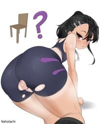 1girls ass ass_focus big_ass bike_shorts black_hair black_shorts blush brown_eyes female from_behind from_below hayase_nagatoro huge_ass nahotachi please_don't_bully_me,_nagatoro shorts sweat thick_thighs thighs