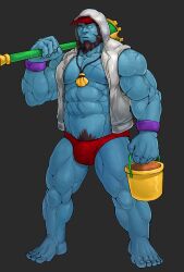 1boy bara beard bulge glensaru league_of_legends male male_nipples male_only male_pubic_hair muscular_male nipples penis_outline riot_games underwear yorick