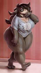 big_ass big_breasts bottomless breasts bubble_butt eva_(kingretrokirby) female furry huge_ass panda patacon thick_thighs wide_hips