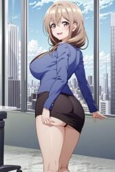 ai_generated ass big_breasts big_breasts katase_shiori looking_back my_tiny_senpai office stable_diffusion uchi_no_kaisha_no_chiisai_senpai_no_hanashi